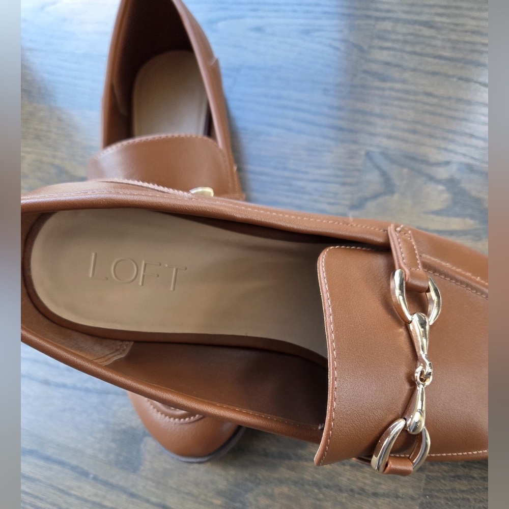 LOFT Women’s Brown Loafers with Gold Accent - Picture 2 of 5